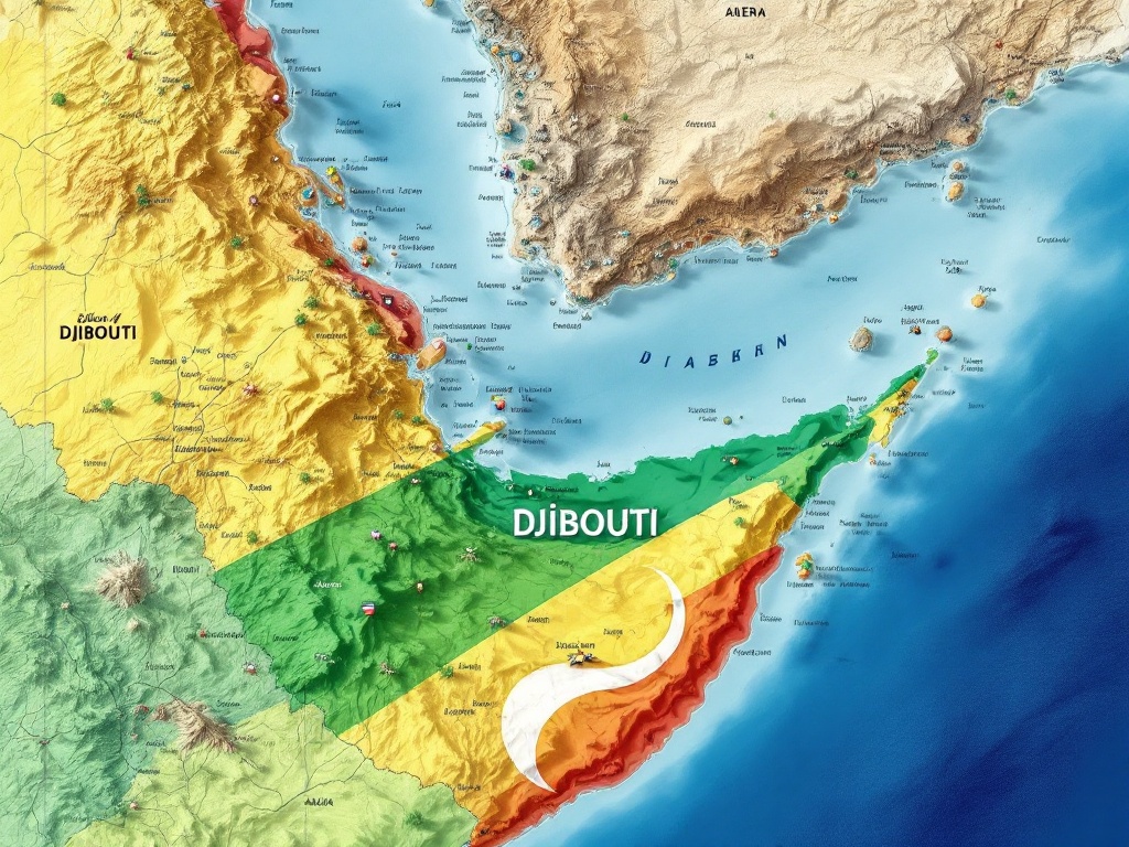 Map showing Djibouti location for eVisa travel.